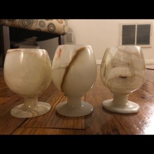 Set of three marble glasses decoration piece